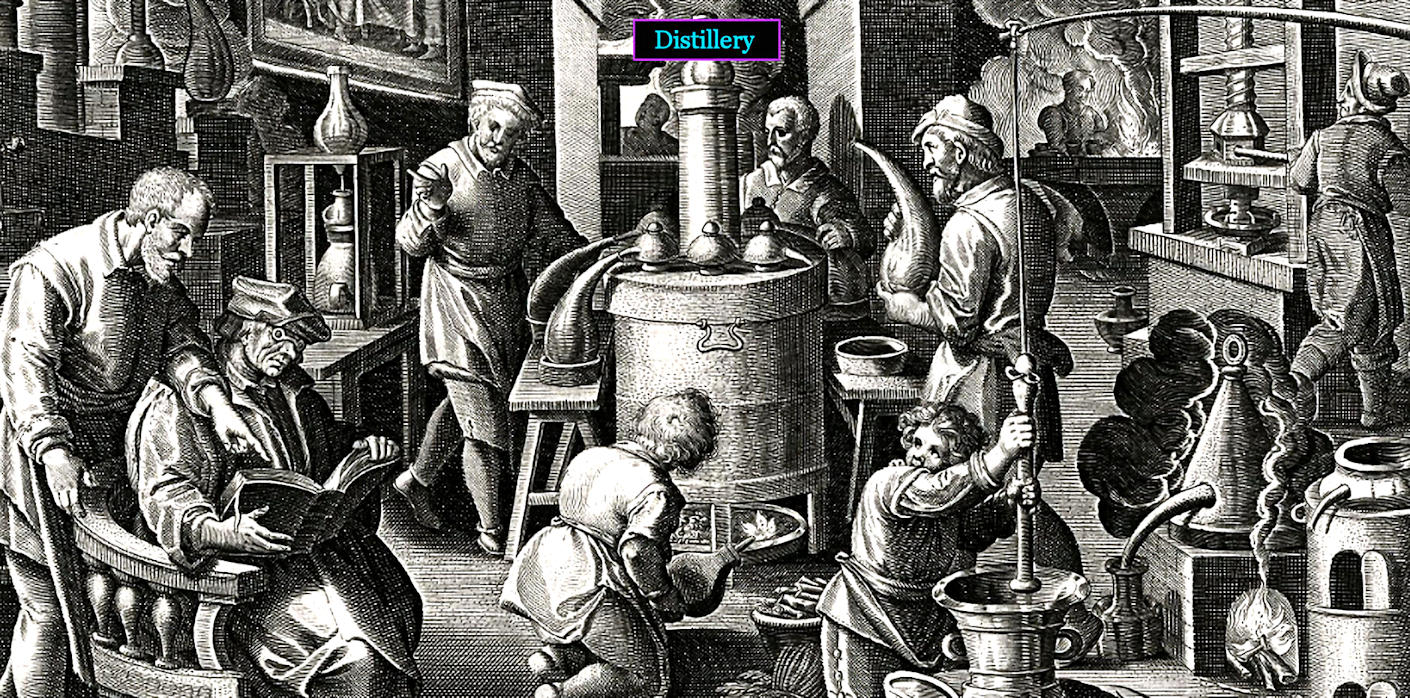 Medieval distillery, 1600